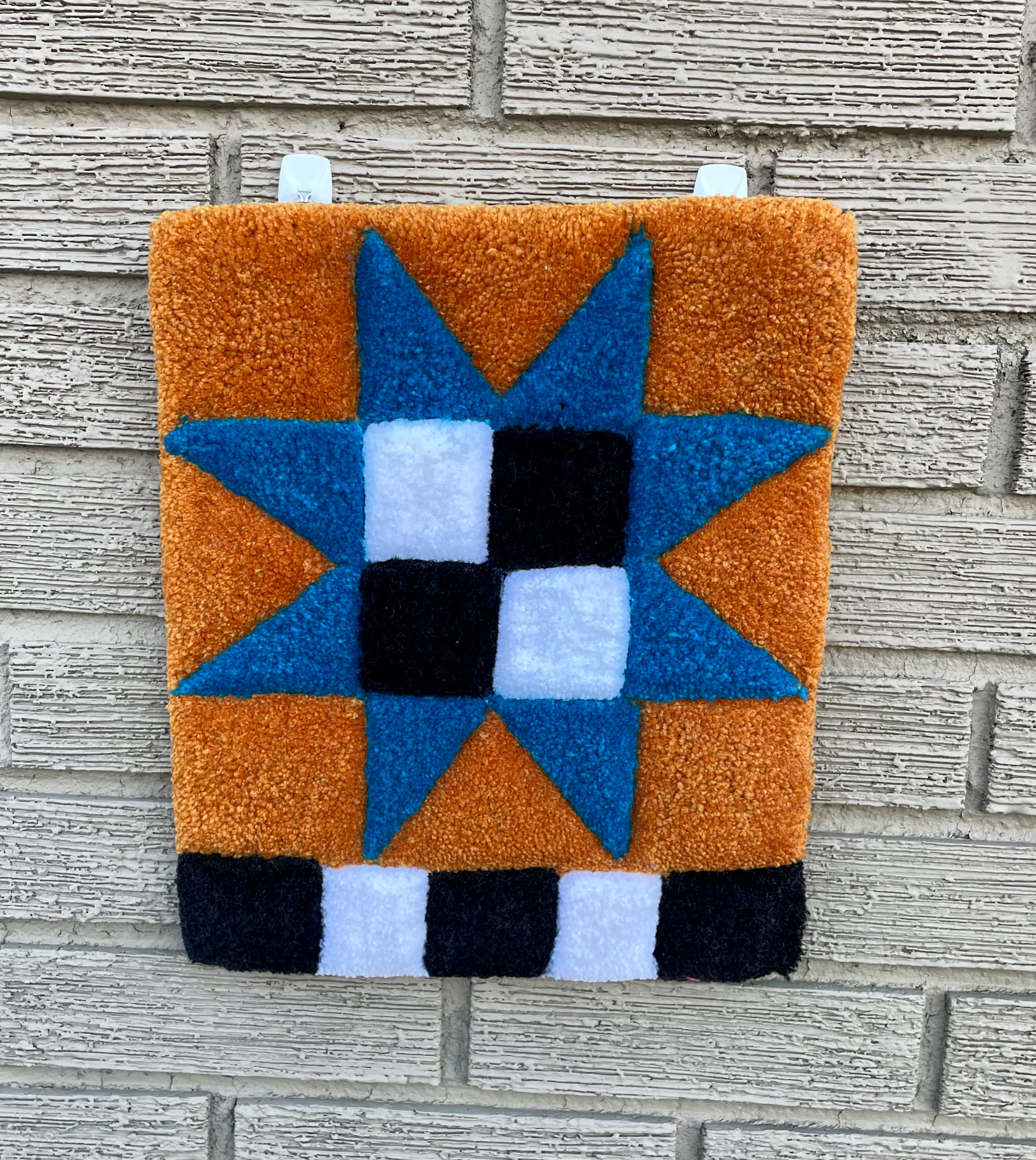 Mustard, Black and White Quilt Star Wall Hanging