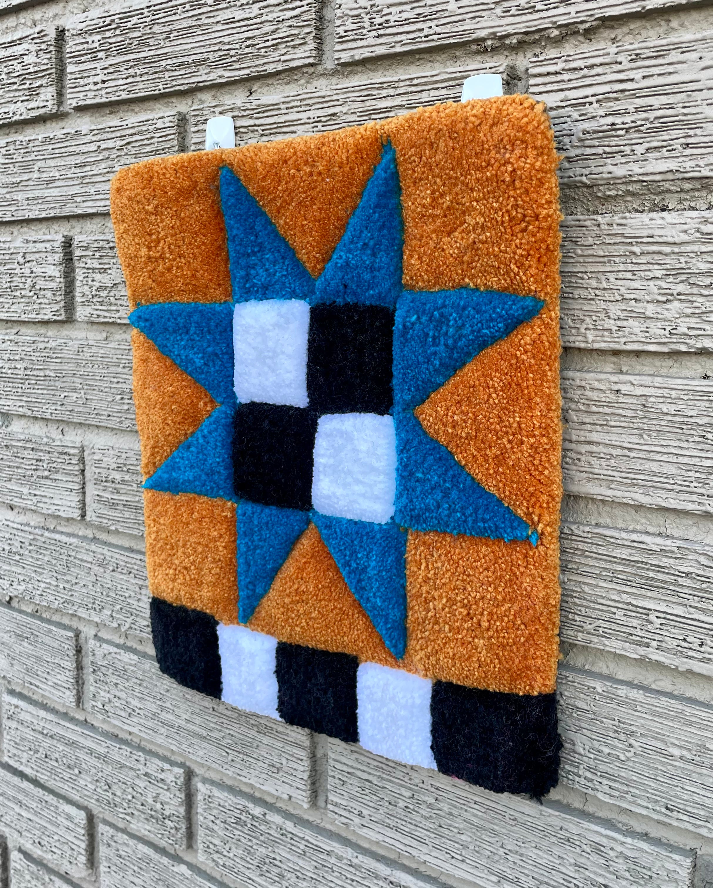 Mustard, Black and White Quilt Star Wall Hanging