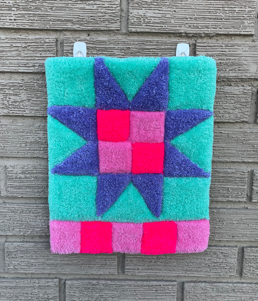 Neon Mint Quilt Star Wall Hanging