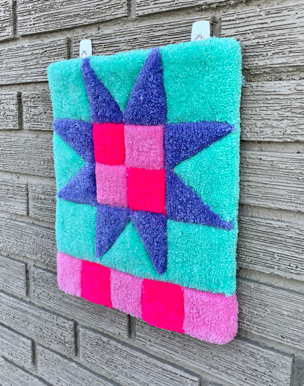 Neon Mint Quilt Star Wall Hanging