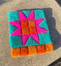 Turquoise and Neon Fuchsia Quilt Star Wall Hanging