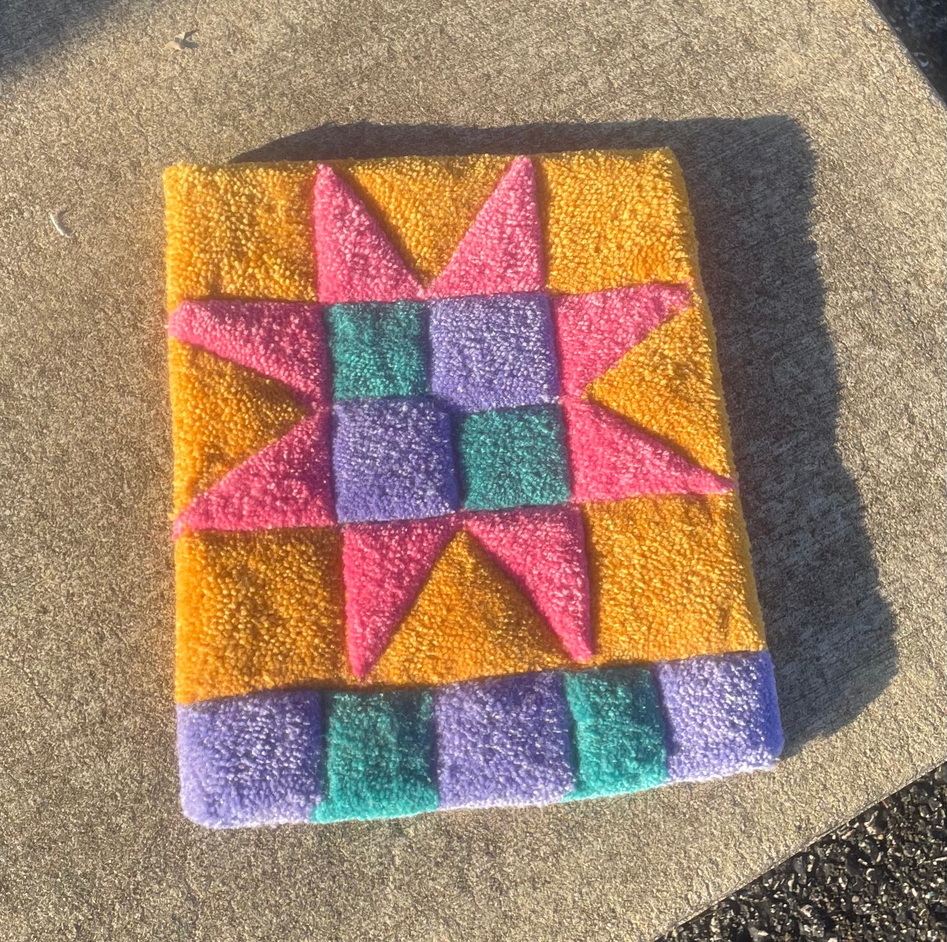 Mustard and Pink Quilt Star Wall Hanging