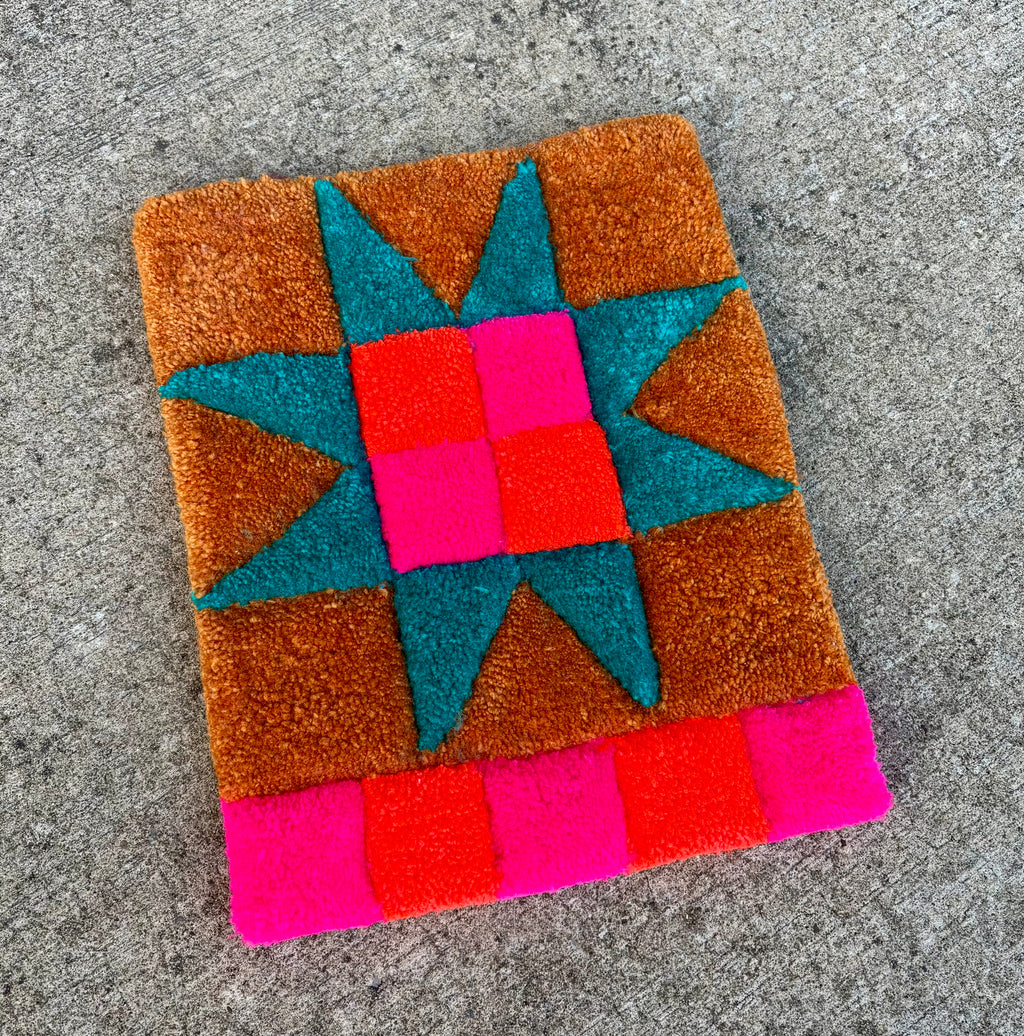 Neon Mustard Quilt Star Wall Hanging